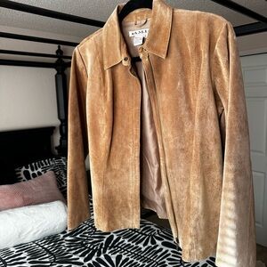 A.M.I Paris Women's Tan Suede Leather Jacket